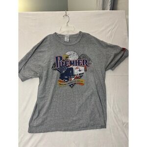 Gildan Premier Trucking Graphic T-Shirt Mens XL Gray Bald Eagle Semi Truck USA